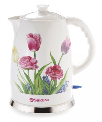 Чайник керамический электрический Sakura SA-2028T тюльпаны