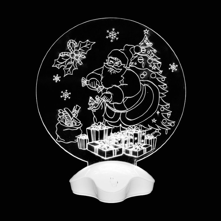  Светильник акриловый "Дед Мороз и подарки"