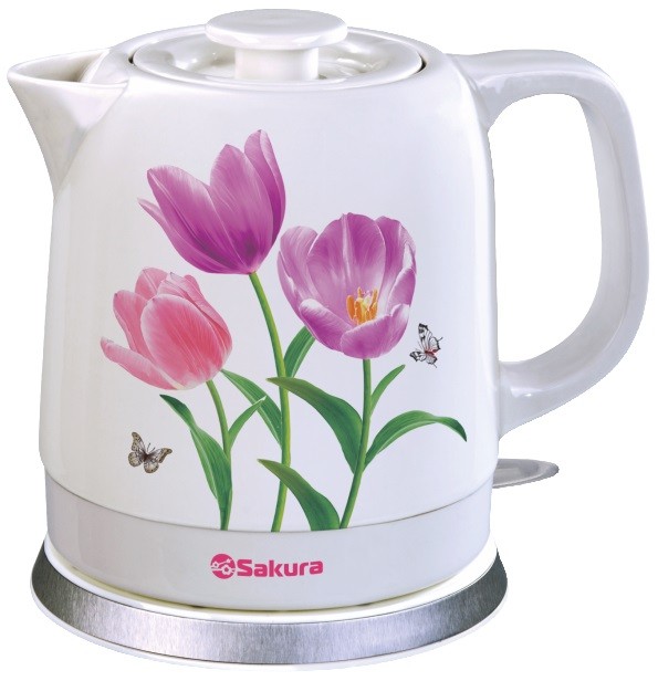 Чайник электрический керамический Sakura SA-2034T Тюльпаны 