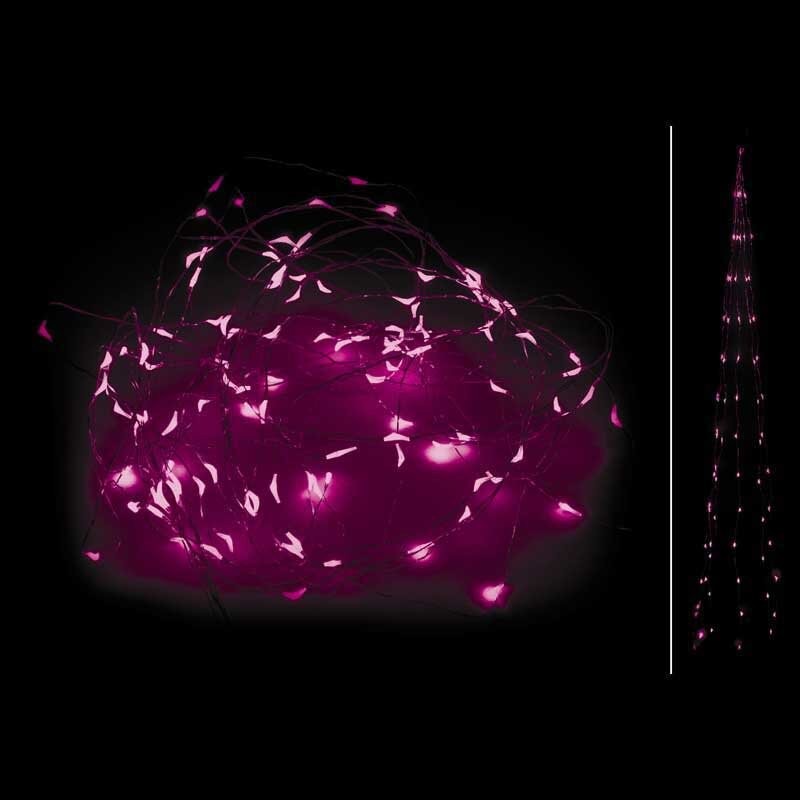 Светодиодная гирлянда однотонная "Дождик" PINK без мигания, розовая 100 LED 